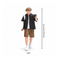 1/64 Miniature Standing Figure with Backpack Painted Scale Model Person for Hobbyists