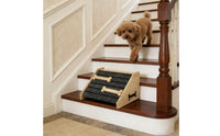 Solid Wood Construction Wooden Dog Ramp Gentle Slope Wooden Pet Stairs Reduces Joint Strain Anti-Slip Pet Stairs Bone Shape Decor for Small Dogs, Senior Pets, Bedroom, Living Room