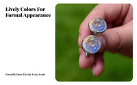Cufflinks with Domed Glass Domed Hinged Back Cufflinks Formal Shirt Fasteners for Groomsmen, Weddings