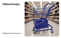 Multi-Purpose Two Tier Shopping Cart 360° Swivel Wheels Double Decker Shopping Trolley Sturdy Construction Small Grocery Cart Heavy-Duty for Shop Owners, Apartment Dwellers, Homeowners, Supermarket, Snack Shop, Book Shop, Home Transport