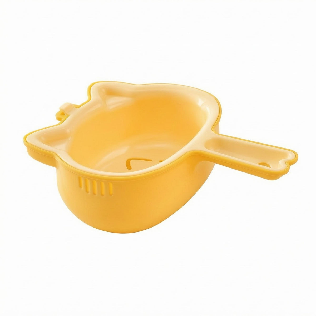 Integrated Handle Double-Layer Draining Basket Raised Rim Cat Draining Basket Glossy Plastic Double Layer Colander Bowl-Shaped