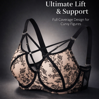 Lace Trim Full Coverage Bras for Women with Minimizer Support, Breathable Mesh Plus Size for Everyday and Work Wear, Wide Back Design
