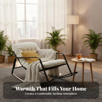 High rearrest Upholstered Rocking Chair Padded Seat Household Furniture Sturdy Frame Indoor Seating Ergonomic Design for New Parents, Book Lovers, Living Room, Balcony, Bedroom, perusing corner