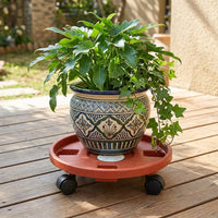 Plant Trolley with Round Tray and Drainage, Heavy Duty Pot Stand for Large Flower Pots, Indoor and Outdoor Plant Stand, Simple Design