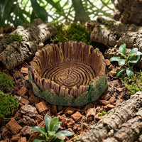 Tip-Resistant Dish and Tortoise Water Bowl, Resin Wood Grain Snake Accessories for Vivarium, Easy to Clean Non-Porous Feeding Bowl