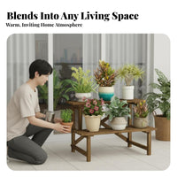 Floor-Standing Wooden Ladder plant display rack Multi-Tier Design Tiered Ladder Rack Rustic and design Display Shelf Resistant for Plant Lovers, Apartment Dwellers, Balcony, Living Room, Bedroom, Home Office