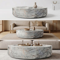 Drum Coffee Table Fully Assembled Round Coffee Table Table Sculptural Furniture for Living Room