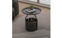 Side Table with Storage Round Side Table Leather Nightstand for Living Room, Bedroom