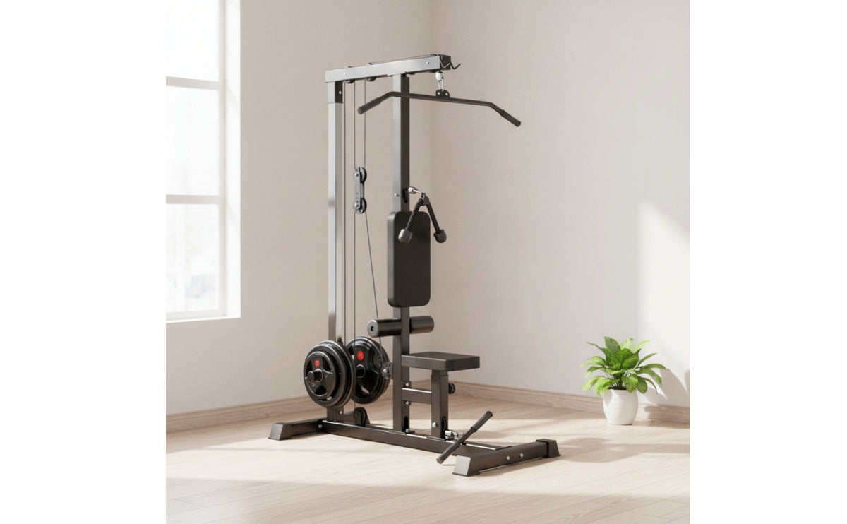 Lat Pull down Machine with Low Row Station Plate-Loaded Lat Pull down Machine 2-in-1 for Home Home Gym Owners