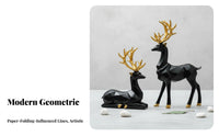 Housewarming Gift Origami Design Deer Ornament Golden Accents Nordic Elk Sculpture Minimalist for TV Stand, Living Room, Bookshelf