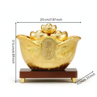 Ceramic Treasure Bowl Prosperity Ceramic Prosperity Bowl Fortunate Treasure Basin with Ingots for Entryway