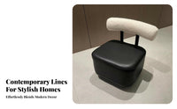 Minimalist Design Rolling Pouf with Backrest 360° Swivel Low-Silhouette Padded Chair with Casters Easy to Clean Household Furniture Lockable Wheels for Office Workers, Estheticians, Living Room, Bedroom, Entryway, Playroom