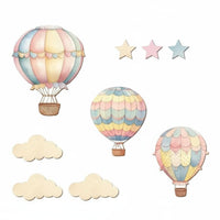 9 Pieces Wooden Balloon and Celestial Wall Art Whimsical Heavenly Motif and Celestial Wall Decor Set Child Materials Hot Air Balloon Decor for Bedroom