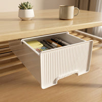 Desk Organiser Drawer, Under Desk Storage Drawer 18L, No Drill Slide Out Under Desk Storage for Office Supplies, Cables & USB Sticks, Nordic White