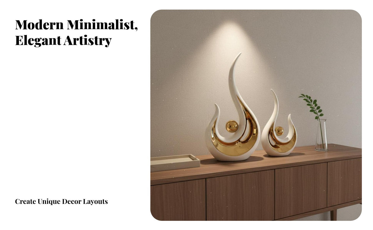 3 Pieces Modern Abstract Art Figurine Housewarming Gift Abstract Art Statue Set Light Luxury Modern Twist Ornament for TV Cabinet, Entryway, Bookshelf