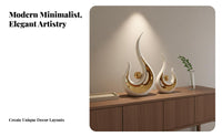 3 Pieces Modern Abstract Art Figurine Housewarming Gift Abstract Art Statue Set Light Luxury Modern Twist Ornament for TV Cabinet, Entryway, Bookshelf
