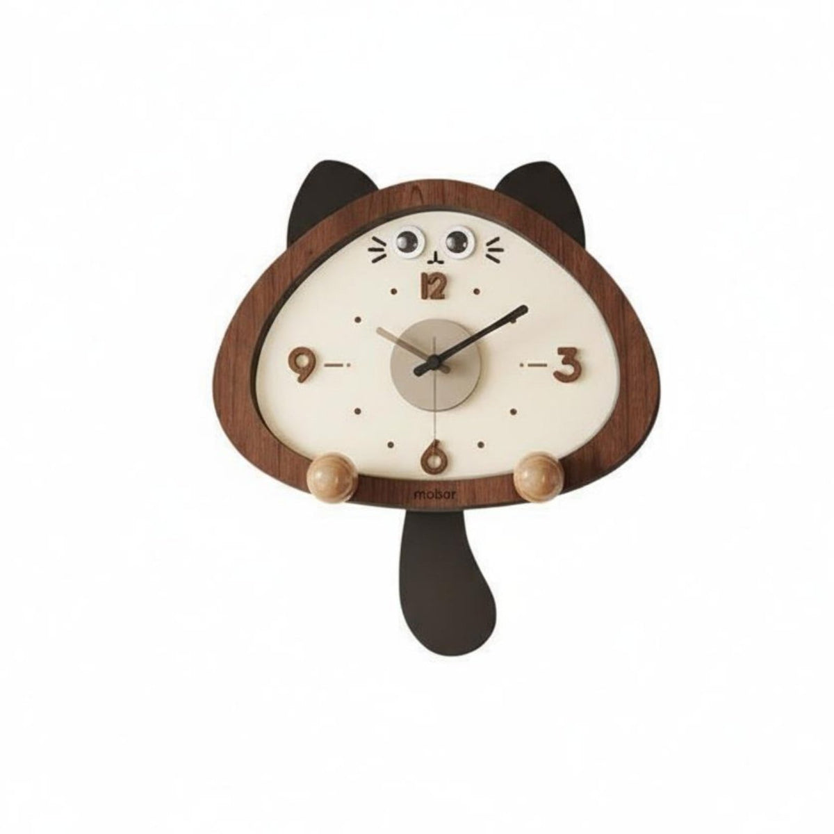 Modern Design Kitty Cat Clock Iconic Design Digital Clock with Hooks Date and Temperature Display for Families, Living Room, Bedroom