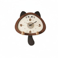 Modern Design Kitty Cat Clock Iconic Design Digital Clock with Hooks Date and Temperature Display for Families, Living Room, Bedroom