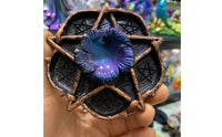 Handmade Resin Crystal Ball Base Textured Engraved Star Display Stand Raised Supports Crystal Ball Stand Dark Finish