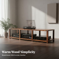 Solid Wood Audio Rack Sturdy Structure Wooden Amplifier Stand Heavy Duty High-Fidelity Equipment Cabinet for Audiophiles, Home Theater Enthusiasts