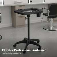 Salon Utility Tray on Casters 360 Degree Rotation Adjustable Rolling Tray Stable Base Utility Trolley for Barbers, Beauticians, Barbershop