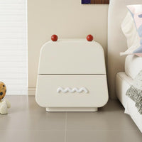 Mini Size Cartoon Bear Nightstand Space-Saving Bedside Table Rounded Corners Storage Cabinet Easy Assembly for Children, Toddlers, Parents, kid's Room, Bedroom, Nursery, Playroom