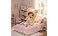 17cm Doll Outfit Cute Design Bear Doll Costume Adorable Gift Hooded Fuzzy Jumpsuit for Display