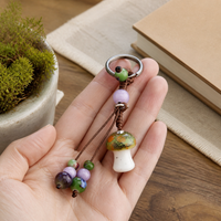 Jingdezhen Ceramic Mushroom Keychain Ethnic Style Bag Charm