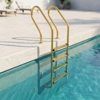 Pool Ladder with Handrail Surface Mount Stainless Steel Pool Ladder 4-Step for in-Ground Pools