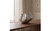 Bud Vase Silver Ribbed Vase Decorative Ribbed for Tabletop, Living Room, Entryway