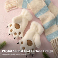 Thickened Furry Cat Claw Gloves Warm Fluffy Cat Paw Gloves Windproof for Students, Adults, Cycling, Halloween Parties, Stage Performances