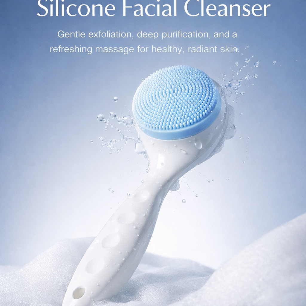 Silicone Face Cleansing Brush Manual, Handheld Scrubber for Daily Skincare Enthusiasts Shower Use