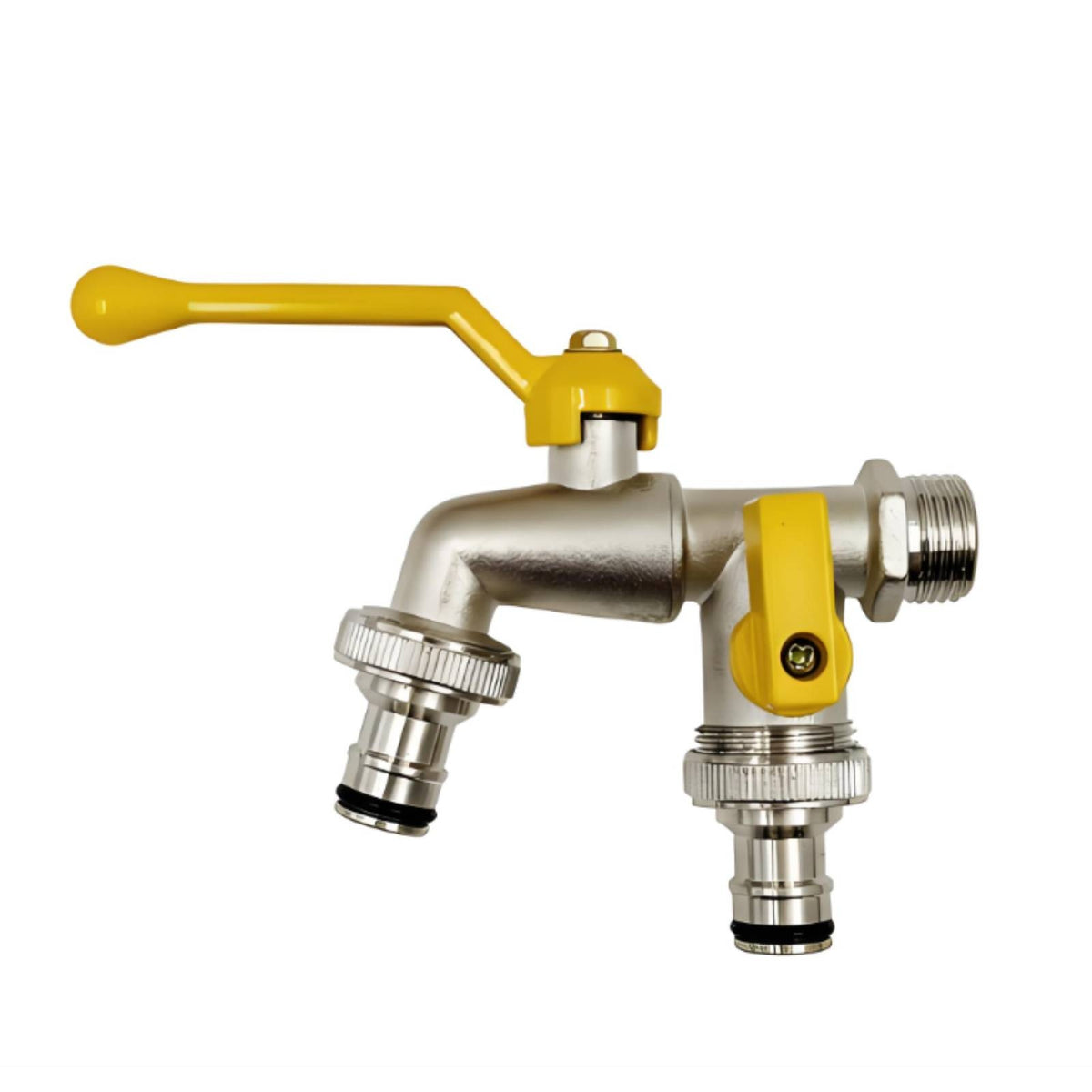 Zinc Alloy Two-Outlet Tap Threaded Inlet doubleOutlet Water Tap Rust Resistant Plumbing Fixture Leak Proof for Garden