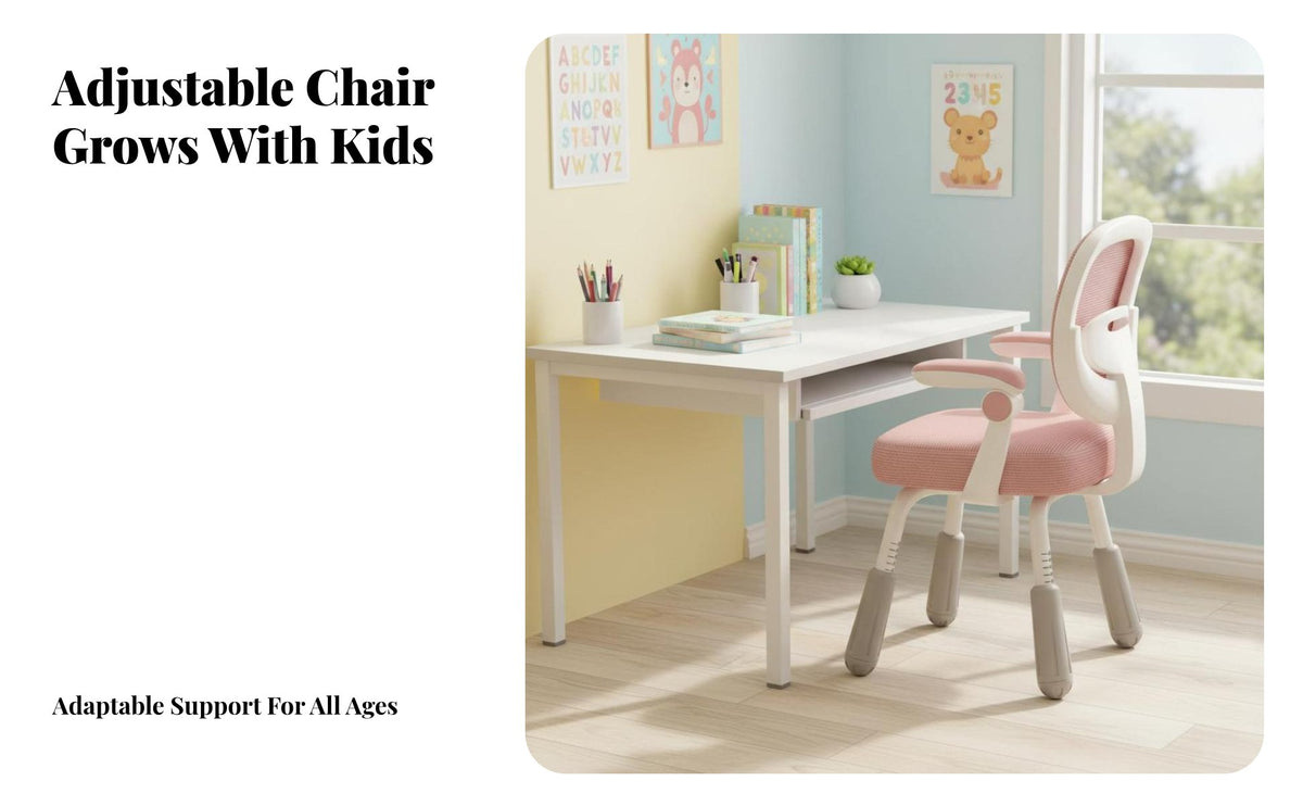 Adjustable Kids Study Chair Support Height Adjustable children's Chair Breathable Textile for Students, Home, Bedroom, Living Room