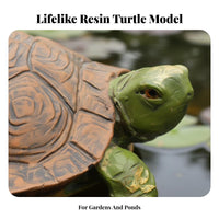 Weather-Resistant Floating Turtle Statue Long-Lasting Construction Floating Turtle Figurine Hand-Painted Resin Tortoise Model for Pool, Outdoor