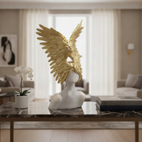 Angel Wing Sculpture Lustrous Sculpture with Gold Finish Luxe for Entryway