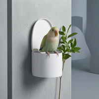 Compact Wall-Mounted Bird Perch Feeder Holder Toilet-Shaped Bird Feeder for Parrots, Small Birds