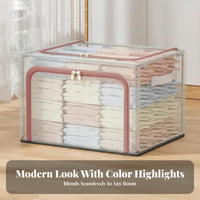 Framed Textile Storage Box Stackable Closet Organizer Reinforced Handles