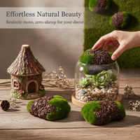 Artificial Flocked Moss Stones for Micro Landscape & Green Wall Decor