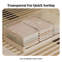 Lowheight Rolling Bin Foldable Rolling Storage Bin Transparent Lid Underbed Container for Students, Apartment Dwellers, Under Bed, Dorm Room, Closet