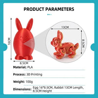 Easter Decor 3D Printed Articulated Bunny Easter Bunny Figurine Jointed Bunny Figurine for Kids, Bookshelf, Mantel, Living Room
