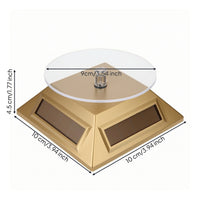 Display Stand with Solar Panels 360 Degree Solar Display Turntable Clear Top Compact for Jewelers, Jewelry Store, Retail Window