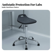Thick Cushi Single D Seat Anti-Static Workstation Stool Strong Load-Bea Circular Adjustable Swivel Stool Water and Oil Proof Commercial Seating Easy to Assemble for Factory Workers, Home Office Users, Workstation Oratory, Clean Room, Workshop