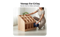 Solid Wood Wooden Exercise Mat Rack Stable and Sturdy Wooden Exercise Mat Holder Space-Saving Kindergarten Blanket Rack High Load-Bearing Capacity for Children, Teachers, Home Gym, Classroom, Playroom