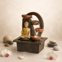 Tabletop Buddha Water Feature Decorative Ornament Buddha Water Feature Resin Material Home Decor for Office