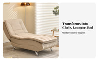Foldable Design Convertible Sleeper Chair Multi-Functional Pull-out Armchair Bed Adjustable Backrest Chaise Lounge Padded Cushion for Apartment Dwellers, Students, Young Adults, Balcony, Bedroom, Small Apartments, Home Office