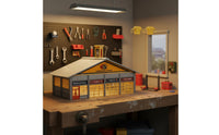Detailed Scenery 1:87 Scale Car Repair Shop Realistic Details HO Scale Model Kit Requires Assembly Miniature Garage Building Kit High Imitation Decoration for Hobbyists, Adults, Sand Table Displays