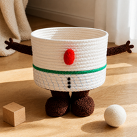 Large Footprint Storage Basket with Lid - Dopamine Hug Bucket Woven Organizer for Snacks and Toys