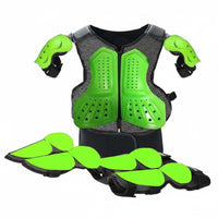 Kids Set Customizable Adjustable Children Biking Armored Wear Chest Protector Knee Elbow Pad Set for Motorcycling, Skiing