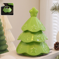 Stackable Coaster Tree Multi-Functional Ceramic Christmas Tree Figurine Space Saving Tabletop Ornament for Entryway